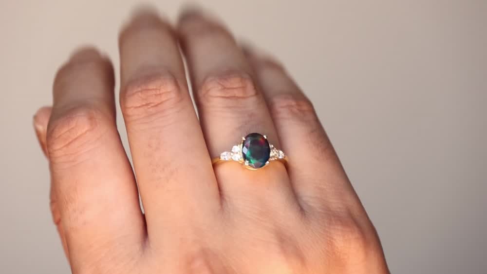 black opal ring forever captured in love